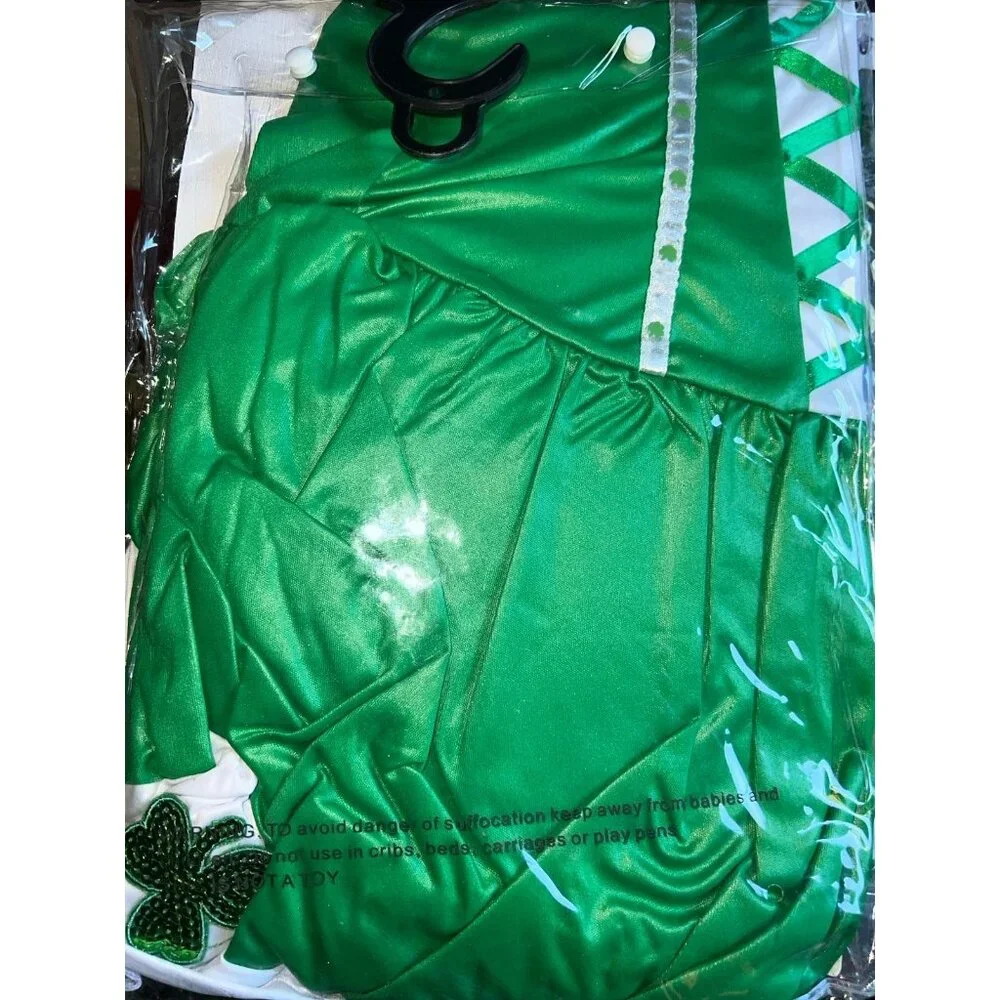 Dreamgirl Irish U Luck St Patrick’s Day Costume Women’s Large Green Shamrock - Picture 3 of 3